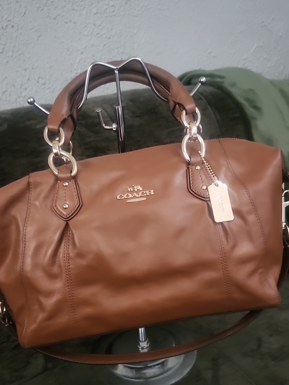 COACH Collette Brown Leather Satchel Handbag In Pecan